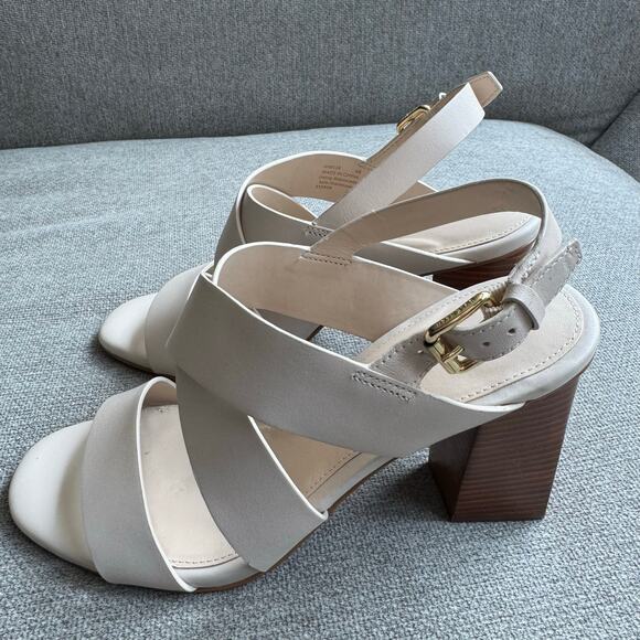 COLE HAAN Women's Cynthia Block Heel Sandal Leather Pumice Stone/Brown Sz 6 - Picture 5 of 13